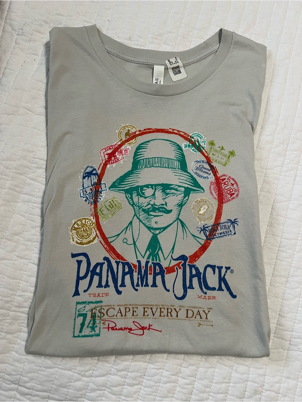 Panama Jack Light Gray Short-Sleeve Tee with Multicolor Graphic